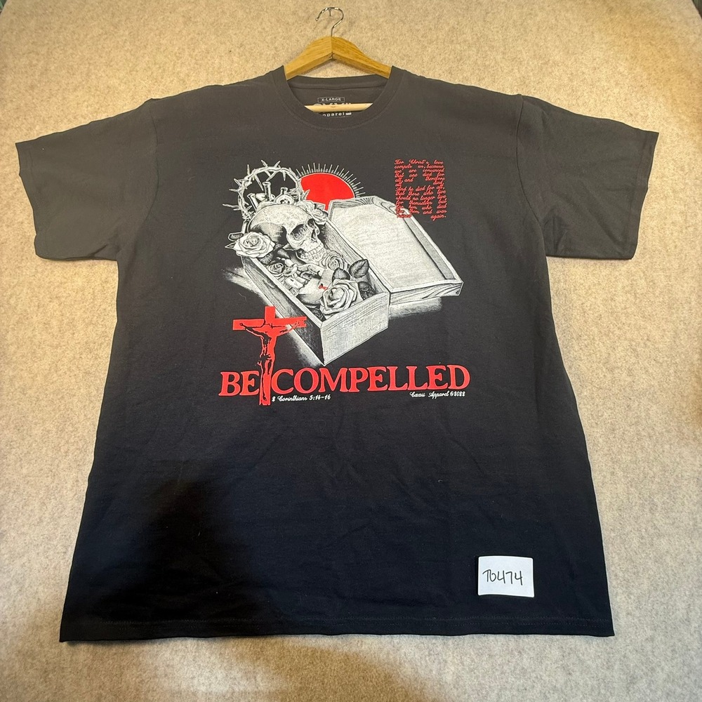 CXXII Apparel Be Compelled‎ Christian Graphic T-Shirt Mens XL Black Skull Cross